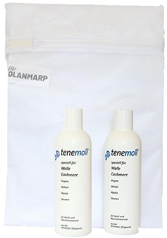 Wollwaschmittel Konzentrat Tenemoll flüssig inkl. Olanmarp Wäschenetz - Universal Wolle Waschmittel für Hand- und Maschinenwäsche - Flüssigwaschmittel, Feinwaschmittel (480 ml)