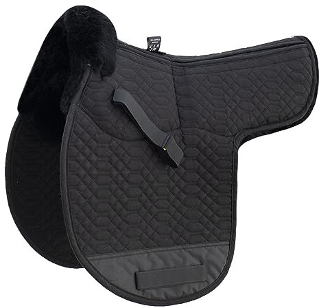 Engel Reitsport | SADEK1AP-VSS-SCH-SCH | Lammfell Satteldecke | Korrektur Aufpolsterbar | Fell in Sattellage | Fellkranz vorne | Vielseitigkeit | Stoff schwarz Fell schwarz