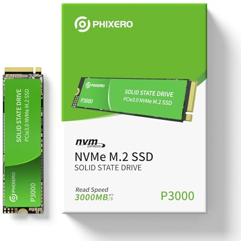PHIXERO P3000 1TB NVMe M.2 SSD, PCIe 3.0, 3000 MB/s Lesen, Interne SSD für Gaming und Alltagsanwendungen