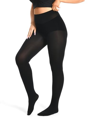 MELLIEX Collant Femme Grandes Tailles, 70 Den Collant Opaque Noir Mat, Extensibles et Confortables, XL, 2XL, 3XL, 4XL
