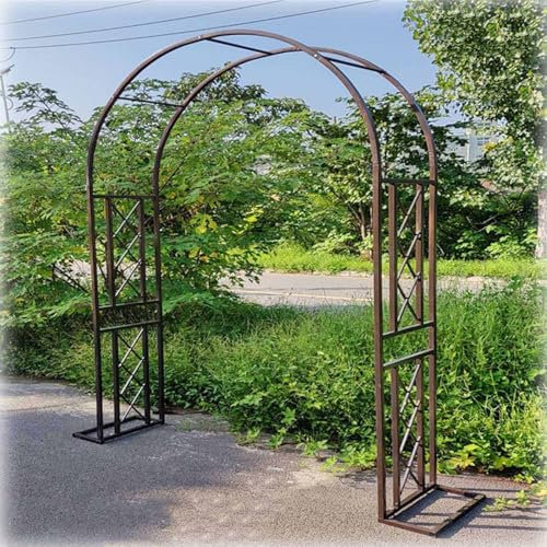 Arche de Jardin en métal, 140cm~340cm de Large Arceau à Rosier, tonnelle pour Grimper, vignes et Plantes, Mariage, décoration de fête(Brown,140x230x40cm)