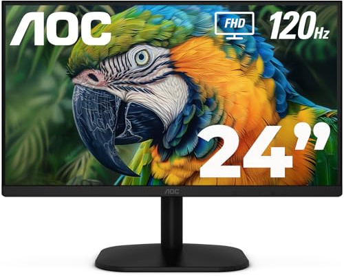 AOC 24B35H3 Monitor LED IPS Full HD (1920 x 1080) de 24 Pulgadas, 120 Hz, sincronización adaptativa, VGA y HDMI, sin Parpadeo, luz Azul Baja, Listo para HDR, VESA, Ajuste de inclinación, ecológico