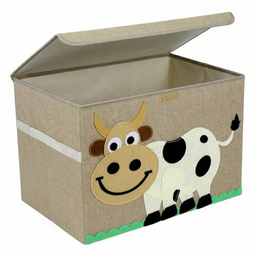 QWORK® Caja de Almacenamiento Plegable con Tapa Abatible, 53x36x36 cm, 65L - Caja Almacenaje Juguetes