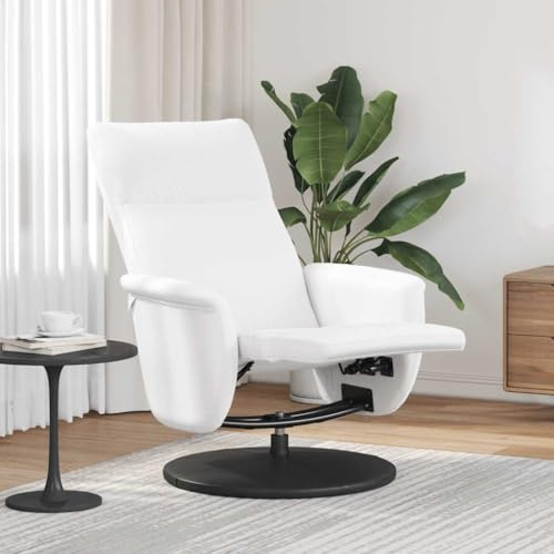 RMIHSJG Sillón reclinable con reposapiés Cuero sintético Blanco Sillón Reclinable Manual Giratorio 360 Grados Acolchado