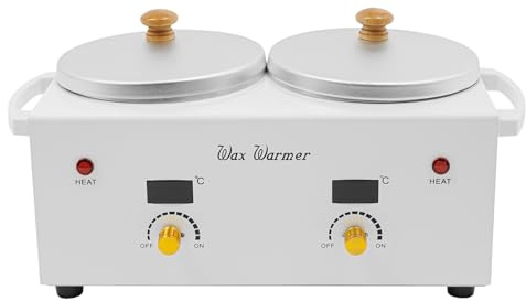 Calentador de cera depilatorio, 100 W, base de cera de 600 ml, doble olla temperatura ajustable, dispositivo de cera para calentar la cera de belleza sólida y la cera depilatoria