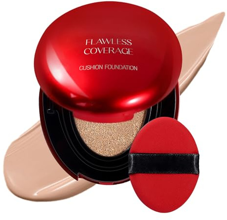 Cushion foundation, hög täckkraft och naturlig finish, fuktgivande och fetfritt, med pulvertopp, kompakt och perfekt för resor (#05 toffee)