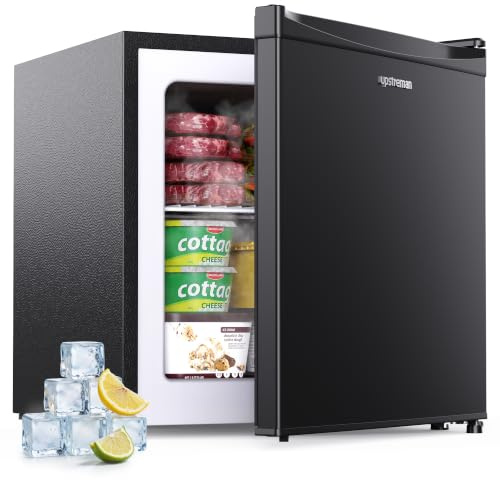 Upstreman 35L Mini Congelatore Compatto, 4 Stelle Congelatore Piccolo -21℃,Porta Reversibile,Silencieux,Risparmio Energetico,Mini Freezer per Camera,Ufficio,Hotel,Nero,UF35