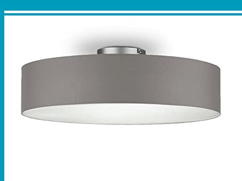 Runde zeitlose Deckenleuchte mit Stoffschirm in Braun-Grau Ø 50cm - satinierte Abdeckung für blendfreies Lichtambiente