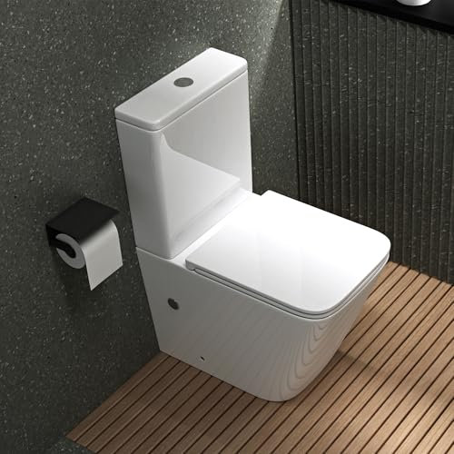 Mai & Mai Stand-WC 112T aus Keramik spülrandloses-WC weiß 36x63x82cm bodenstehende-Toilette inkl.Spülkasten