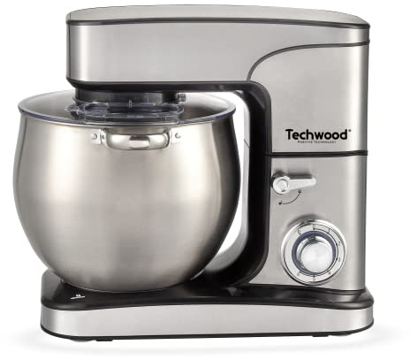 Techwood TRO-1226, Robot de pastelería, multifunción, con cuenco de acero 712L, 2000 W, 3/1, batidor, picadora de acero inoxidable