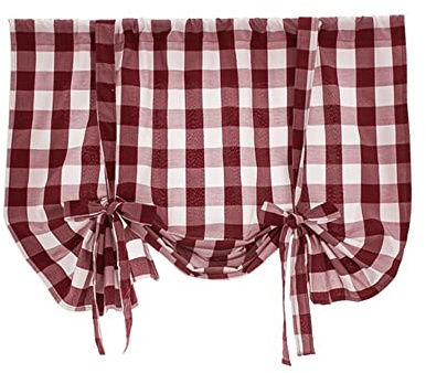 1 tenda da cucina a quadri, stile rustico, da bistrò, semitrasparente, per casa di campagna, cucina, corta, oscurante, da bistrò, tenda corta a quadri
