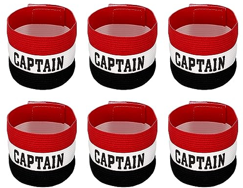 PATIKIL Captain's Armband, 6 Pack Elastic Arm Band for Soccer Team Adjustable Soccer Rugby Basketball Training, Black White Red