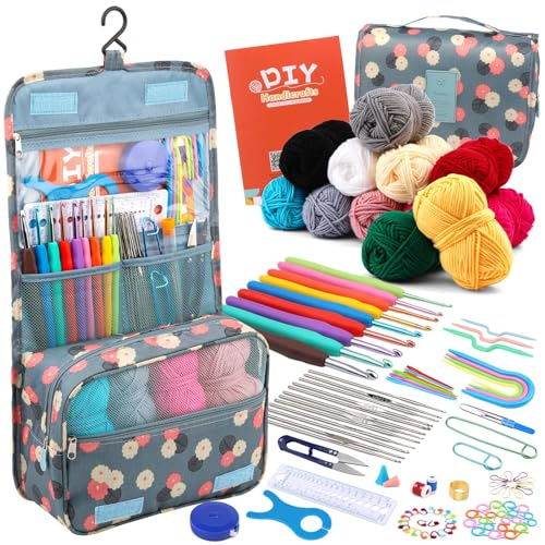 ENCHOL 130Pcs Crochet Kit for Beginners, Complete Crochet Kits