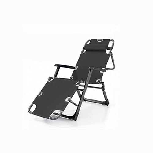 Kippliege klappbar，campingstuhl faltbar，strandstuhl mit liegefunktion，Verdicktes Oxford-Tuch, verschleißfest und langlebig, geeignet für Büros, Arbeitszimmer, im Freien und Innenhöfe ( Color : Black ,