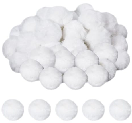 UUYYEO 30 Pcs 2 Inch Faux Fur Balls Fuzzy Craft Pom Poms Fluffy Soft Pom Balls Fluffy Art Balls Decorative Crafts Plush Balls Clothes Decoraion Pom Poms White