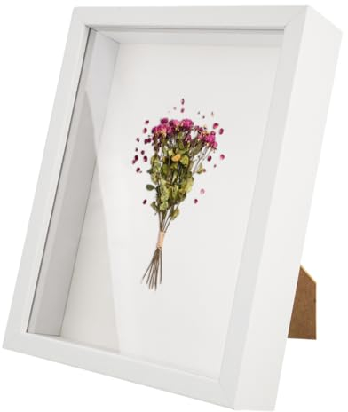3D-Bilderrahmen, tief, 15 x 20 cm, 3D-Rahmen für Objekte bis zu 3 cm, Bilderrahmen zum Befüllen, Rahmen für Schattenboxen, quadratisch, für Medaillen, Blumen, Erinnerungen, Fotos, Tickets, Malkarten