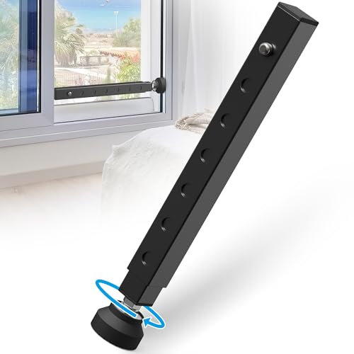WooFog（Short） Window Security Bar Adjustable, Window Bars Security Inside, Window Lock Bar for Sliding/Vertical Windows, Anti Theft Windows Guards for Home Security, Extends 11 to 18 (Black-1 Pcs)