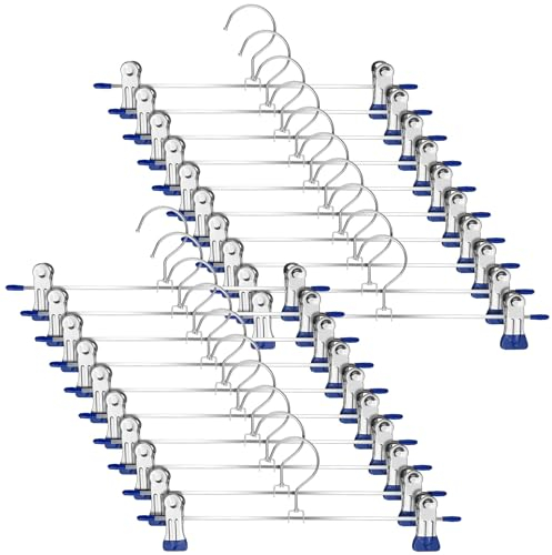 Dunkwckore 20 Stück Hosenbügel Klemmbügel, 30cm Kleiderbügel Hosen Metall, Rockbügel, Hosenkleiderbuegel Haken, Rock für Hose mit Klammern Röcke Mehrfach Hosenkleiderbügel Platzsparend Clips