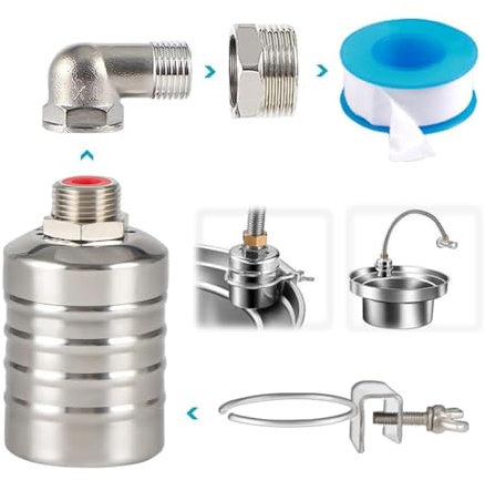 Gokoti Stainless Steel Float Valve - 1/2 to 3/4 Inch Automatic Water Level Control System - 304 Grade