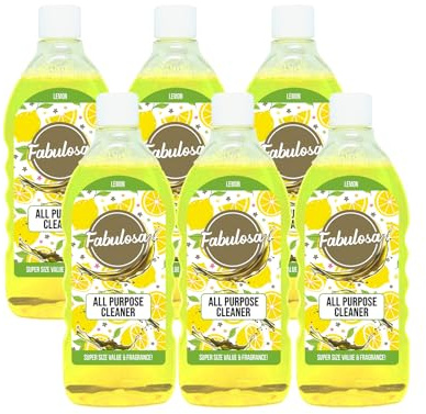 Nettoyant universel puissant Fabulosa, pour les sols, murs et toutes les surfaces dures, parfum longue durée, à utiliser sur de grandes surfaces, 1L, lot de 6 unités, Lemon Sherbet