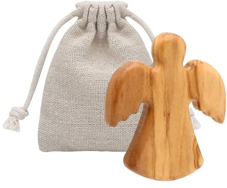 Holz Schutzengel Geschenk, Olivenholz-Schutzengel, Schutzengel-Glücksbringer, Glücksbringer Prüfung Handschmeichler, Gebet christliches Geschenk, für Familie, Christen, Freunde, Prüfling, Patient