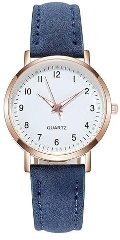 LIWEARE Damenuhr, Damen Analog Quarz Uhr mit PU-Leder Armband, Uhren Damen Einfache Business Klassische Armbanduhr Lässig Quarzuhr Leuchtuhr (Blau)