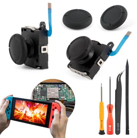2 Pièces pour Switch Joysticks Analogique 3D pour Nintendo Switch Lite Joysticks de Rechange pour Switch OLED Joystick pour Joycon Thumbstick Manette Accessoires avec Outils Réparation(Noir)