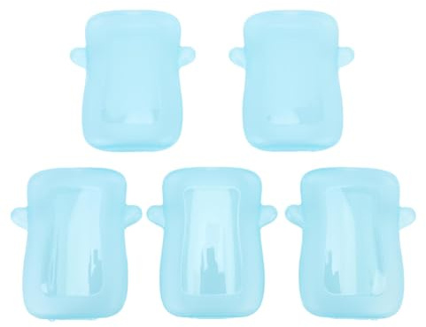Qudinip 5 Pcs Squeeze Proof Food Pouch Holder No Squeeze Juice Box, Leak Proof Baby Yogurt Holder for Infant Fruit Puree with Safe Plastic Easy Cleaning (Blue)