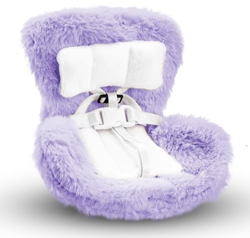 Car Seat for Dolls, Decorative Plush Sofa with Soft Furry Cushion, Clip, Safety Belt Plush Toy Car Seat Decor Doll Ornaments Accessories for Display Dolls Safety Seat (Purple)