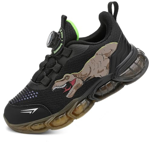 Scarpe da Ginnastica per Bambini, Scarpe da Corsa alla Moda per Ragazzi, Scarpe Sportive con Motivo Dinosauro, Comode Scarpe da Jogging Traspiranti Leggere EU28-38
