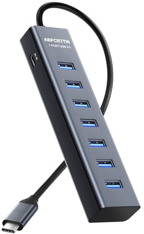 Adaptateur USB C vers USB, Aluminium 7-in-1 Adaptateur Multiport Hub USB C avec 30cm Câble pour MacBook Pro/Air, Laptop, iPad, iMac, Phone