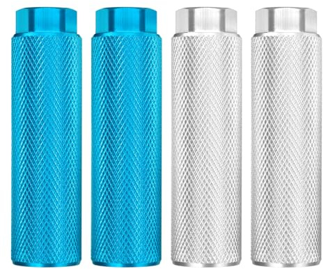QUARKZMAN 2 par cykelpegs aluminiumlegering bakre stuntpegs halkskydd baksäte stativ lämplig för 3/8 tum axlar för mountainbike himmelsblå och silver
