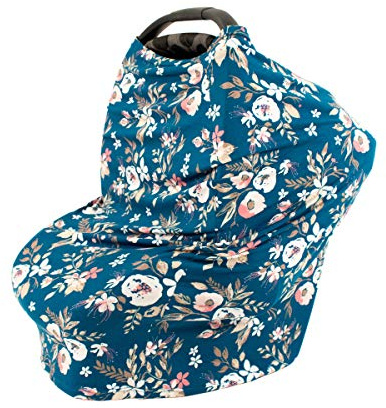 Bebe au Lait 5-in-1 Multi-Use Cover: Nursing Covers for Breastfeeding, Infinity Scarf, Nursing Shawl, Car Seat Cover, Shopping Cart Cover, Carrier Cover, Privacy Nursing Cover- Midnight Floral