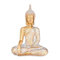 dszapaci Buddha Statue Gold 30cm Dekofigur sitzend mit weißem Muster Buddha Deko Figur klein