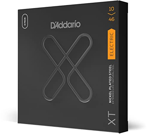 D'Addario Electric Guitar Strings, XT Nickel Coated, XTE1046-3P, Regular Light Gauge 10-46, 6-String Set, Pack of 3