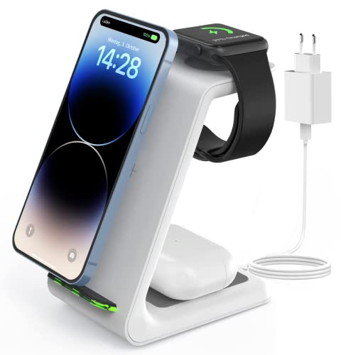 Cargador inalámbrico 2022, estación de Carga inalámbrica 3 en 1, Cargador Qi para Apple Watch 2/3/4/5/SE/6 Airpods 2/Pro i Phone 13/12/11/11 Pro/11 Pro MAX/XS Max/XS/XR/8/8+ Samsung S10 S9 S8 S7