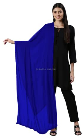 DUPATTA FASHION Chiffon Dupatta/Scarf Lightweight Soft Sheer Long Head Wrap Solid All Season Head Scarf Breathable (Royal Blue).
