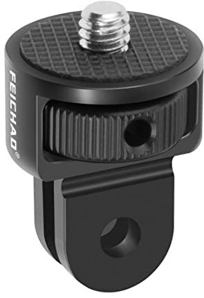 FEICHAO Upgraded Universal Camera Mount Adapter 360 Degree Swivel 1/4 Screw Converter CNC Aluminum Metal Compatible with Gopro Hero 10 9 8 7, Eken, Insta360 One X X2 R Action Camera (Black)