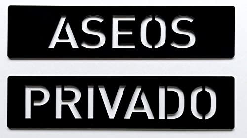GOYAPRINT Aseos Cartel en Relieve Pack Aseos y Privado para Puertas Cartel Baños Señales WC Mujer Hombre Discapacitado Aseos Privado. (Metacrilato Aseos/Privado)