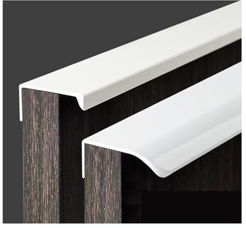 GSHUR 4 maniglie per mobili, maniglie nascoste, in alluminio, per cassetti, invisibili, per mobili, cucina, colore bianco, 8 cm