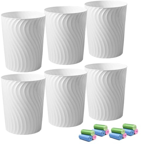 YGJT Lot de 6 Poubelles en Plastique avec 12 Rouleaux de Sacs Poubelle