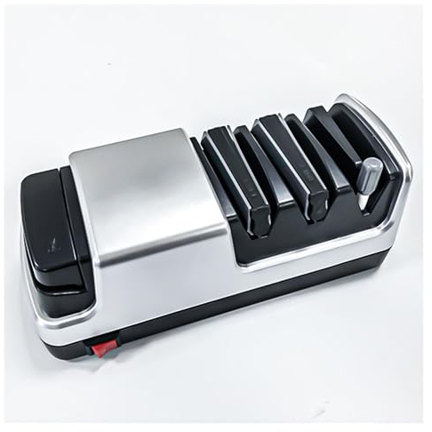 HAZARA Aiguiseur Couteaux Professionnel 4 en 1 Aiguiseur Couteau Avec Des Abrasifs 100% Diamantés Et Des Guides D'angle De Précision. Aiguiseur Couteaux Electriques,Silver