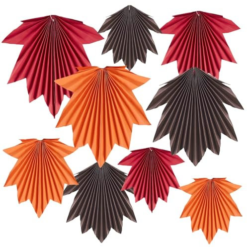 Easy Joy Herbst Dekoration Orange Ahorn Papierblatt Fächer für Herbst Party Dekoration Hängende Gefallene Blätter Herbst-Papier Fächer für Herbst Thanksgiving Geburtstag Babyparty