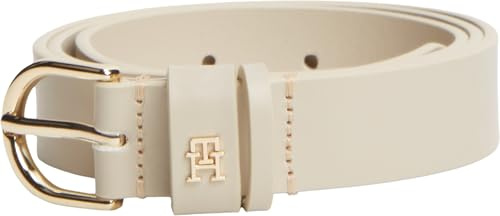Tommy Hilfiger Donna Cintura Essential Effortless 2,5 cm Cintura in Pelle, Beige (Sugarcane), 70 cm