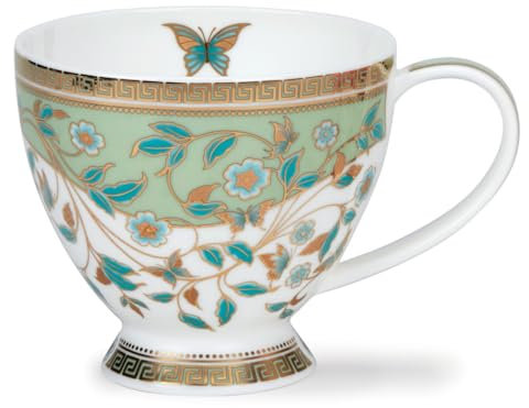 Dunoon Skye Fine Bone China Gobelet en porcelaine Vert avec détails dorés 0,45 l