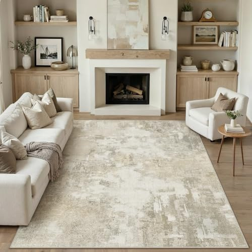 PureCozy Alfombra Salon 200x300cm Beige Alfombras Cocina Antideslizante Lavables Modernas Abstractas Tapete Infantil Habitacion Dormitorio Sala Pelo Corto Carpet