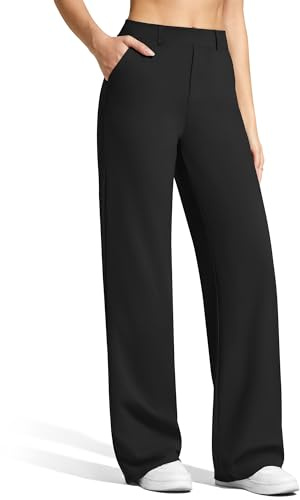 G4Free Wide Leg Trousers for Women UK High Waisted Casual Work Pants Black