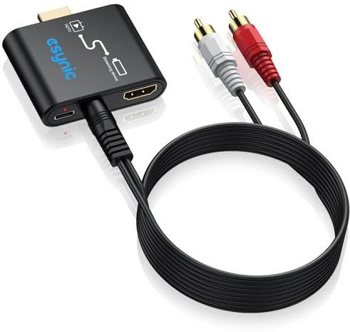 eSynic 4K HDMI Audio Extractor RCA -Only from Frie TV Stick/Gaming Console to HDMI Monitor Display&3.5MM Headphone or L/R Stereo Audio System-Easy to Set Up-for PCM Audio Format-Not for HDTV ARC/eARC