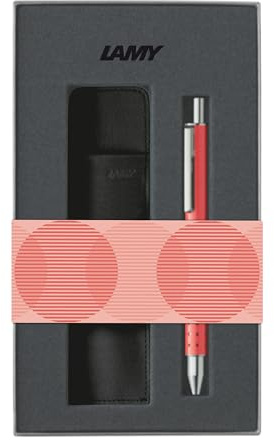 Lamy swift sunset Tintenroller Geschenk Set – Tintenroller mit flüssigem Schreibgefühl – Gehäuse aus Ganzmetall in Strichbreite B – inkl. Tintenrollermine M 66 in blau & Echtleder-Etui