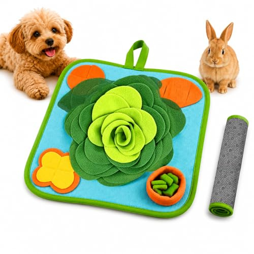 Shyllin Alfombra Olfativa Perros, Alfombra Olfativa para Perros y Gatos, Juguetes Interactivos para Perros, Lavable y Colgante, Diseño 3D Azul Amarillo Verde para Estimulación y Juego